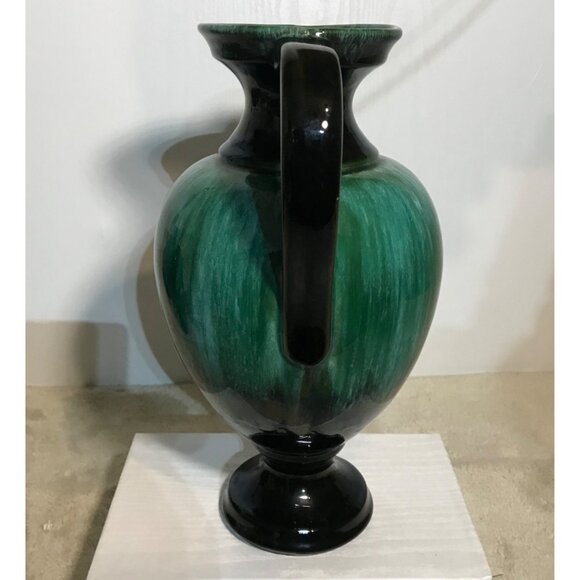 Blue Mountain Pottery Vase BMP Green Drip Glaze Double Handled MCM 12" Vintage - Picture 5 of 11
